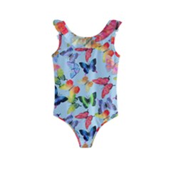 Watercolor Butterflies Kids  Frill Swimsuit by SychEva