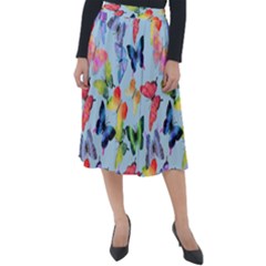 Watercolor Butterflies Classic Velour Midi Skirt  by SychEva