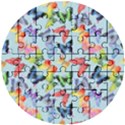 Watercolor Butterflies Wooden Puzzle Round View1