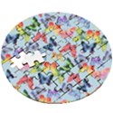 Watercolor Butterflies Wooden Puzzle Round View3