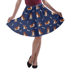 Corgi  A-line Skater Skirt by SychEva