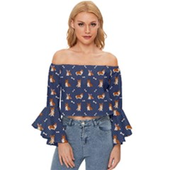 Corgi  Off Shoulder Flutter Bell Sleeve Top