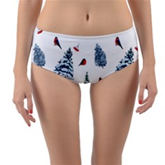 Christmas Trees And Bullfinches Reversible Mid-waist Bikini Bottoms by SychEva