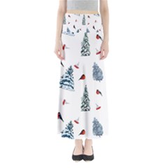 Christmas Trees And Bullfinches Full Length Maxi Skirt by SychEva