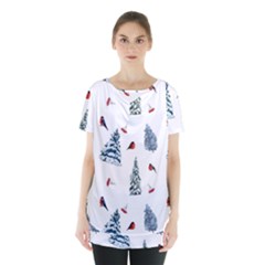 Christmas Trees And Bullfinches Skirt Hem Sports Top by SychEva