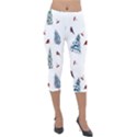 Christmas Trees And Bullfinches Lightweight Velour Capri Leggings  View1