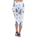 Christmas Trees And Bullfinches Lightweight Velour Capri Leggings  View2