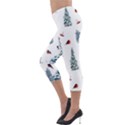 Christmas Trees And Bullfinches Lightweight Velour Capri Leggings  View3