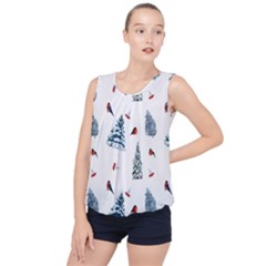 Christmas Trees And Bullfinches Bubble Hem Chiffon Tank Top by SychEva