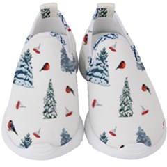 Christmas Trees And Bullfinches Kids  Slip On Sneakers by SychEva