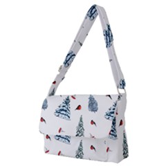 Christmas Trees And Bullfinches Full Print Messenger Bag (m) by SychEva