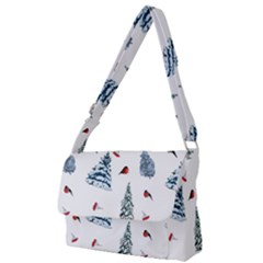 Christmas Trees And Bullfinches Full Print Messenger Bag (l) by SychEva