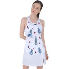 Christmas Trees And Bullfinches Racer Back Mesh Tank Top by SychEva