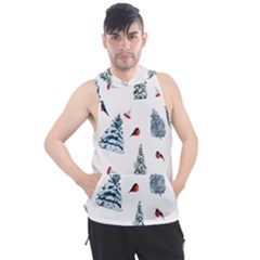 Christmas Trees And Bullfinches Men s Sleeveless Hoodie by SychEva