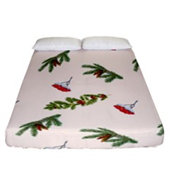 Rowan Branches And Spruce Branches Fitted Sheet (california King Size) by SychEva