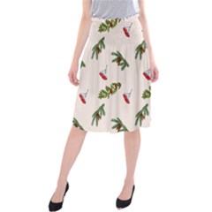 Rowan Branches And Spruce Branches Midi Beach Skirt by SychEva