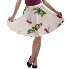 Rowan Branches And Spruce Branches A-line Skater Skirt by SychEva