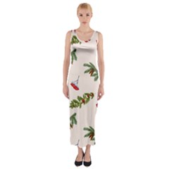 Rowan Branches And Spruce Branches Fitted Maxi Dress by SychEva