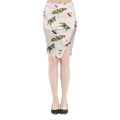 Rowan Branches And Spruce Branches Midi Wrap Pencil Skirt by SychEva