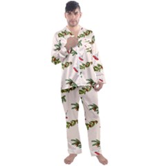 Rowan Branches And Spruce Branches Men s Long Sleeve Satin Pajamas Set by SychEva