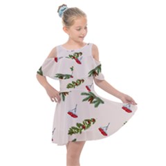 Rowan Branches And Spruce Branches Kids  Shoulder Cutout Chiffon Dress by SychEva