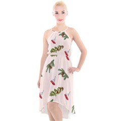 Rowan Branches And Spruce Branches High-low Halter Chiffon Dress  by SychEva