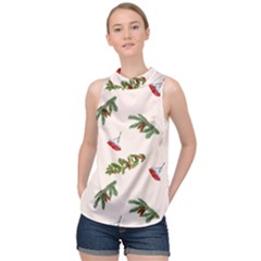 Rowan Branches And Spruce Branches High Neck Satin Top