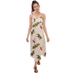 Rowan Branches And Spruce Branches Halter Tie Back Dress  by SychEva