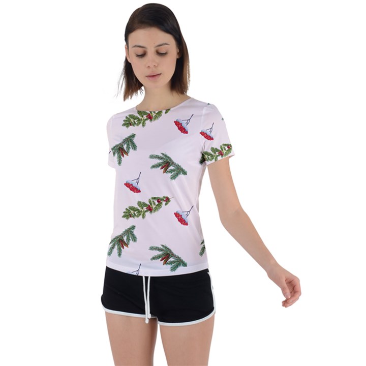 Rowan Branches And Spruce Branches Back Circle Cutout Sports Tee