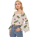 Rowan Branches And Spruce Branches Off Shoulder Flutter Bell Sleeve Top View2