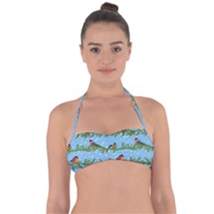 Bullfinches On Spruce Branches Halter Bandeau Bikini Top by SychEva