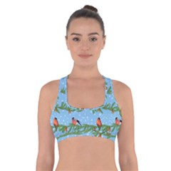 Bullfinches On Spruce Branches Cross Back Sports Bra by SychEva