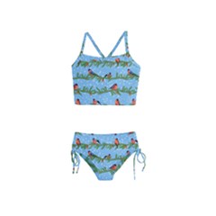 Bullfinches On Spruce Branches Girls  Tankini Swimsuit by SychEva