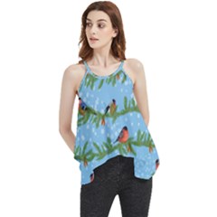 Bullfinches On Spruce Branches Flowy Camisole Tank Top by SychEva