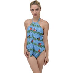 Bullfinches On Spruce Branches Go With The Flow One Piece Swimsuit by SychEva