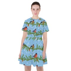 Bullfinches On Spruce Branches Sailor Dress by SychEva