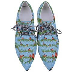 Bullfinches On Spruce Branches Pointed Oxford Shoes by SychEva