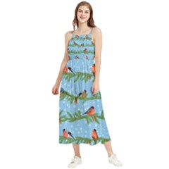 Bullfinches On Spruce Branches Boho Sleeveless Summer Dress by SychEva