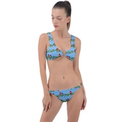 Bullfinches On Spruce Branches Ring Detail Crop Bikini Set by SychEva