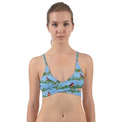 Bullfinches On Spruce Branches Wrap Around Bikini Top by SychEva