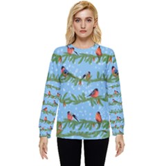 Bullfinches On Spruce Branches Hidden Pocket Sweatshirt by SychEva