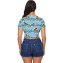 Bullfinches On Spruce Branches Side Button Cropped Tee View4