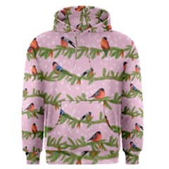 Bullfinches Sit On Branches On A Pink Background Men s Core Hoodie by SychEva