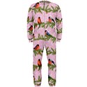 Bullfinches Sit On Branches On A Pink Background OnePiece Jumpsuit (Men)  View1