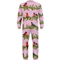 Bullfinches Sit On Branches On A Pink Background OnePiece Jumpsuit (Men)  View2