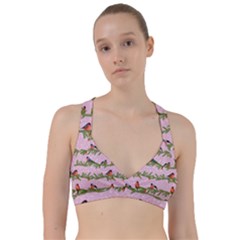 Bullfinches Sit On Branches On A Pink Background Sweetheart Sports Bra by SychEva