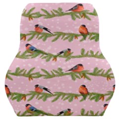 Bullfinches Sit On Branches On A Pink Background Car Seat Back Cushion  by SychEva