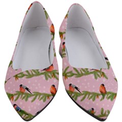 Bullfinches Sit On Branches On A Pink Background Women s Block Heels  by SychEva