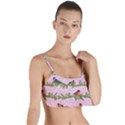 Bullfinches Sit On Branches On A Pink Background Layered Top Bikini Top  View1