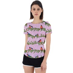 Bullfinches Sit On Branches On A Pink Background Back Cut Out Sport Tee by SychEva